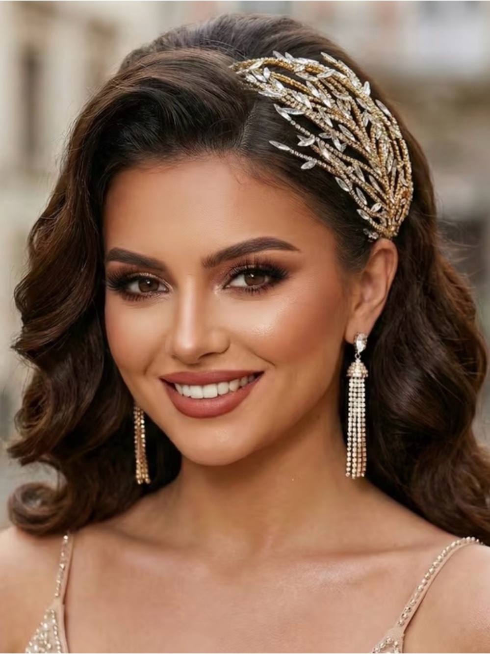 Crystal Leaf Headband in Gold and Silver - Elegant Women’s Hair Accessory